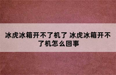 冰虎冰箱开不了机了 冰虎冰箱开不了机怎么回事